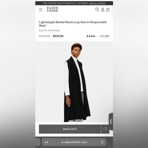 Eileen Fisher Lightweight Boiled Wool Long Vest in Responsible Wool